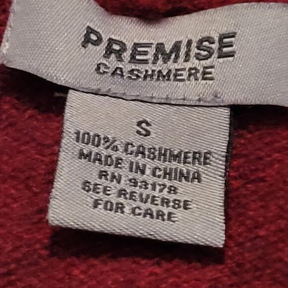 Premise Maroon Burgundy 100% Cashmere Asymmetrical Sweater Cardigan, Sz S - Picture 4 of 7